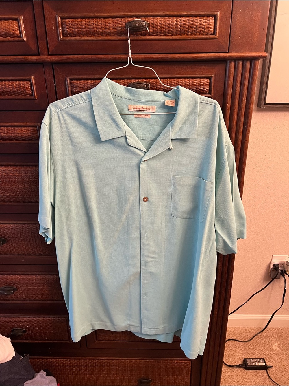 Tommy Bahama Mint Blue Short-Sleeve Camp Shirt